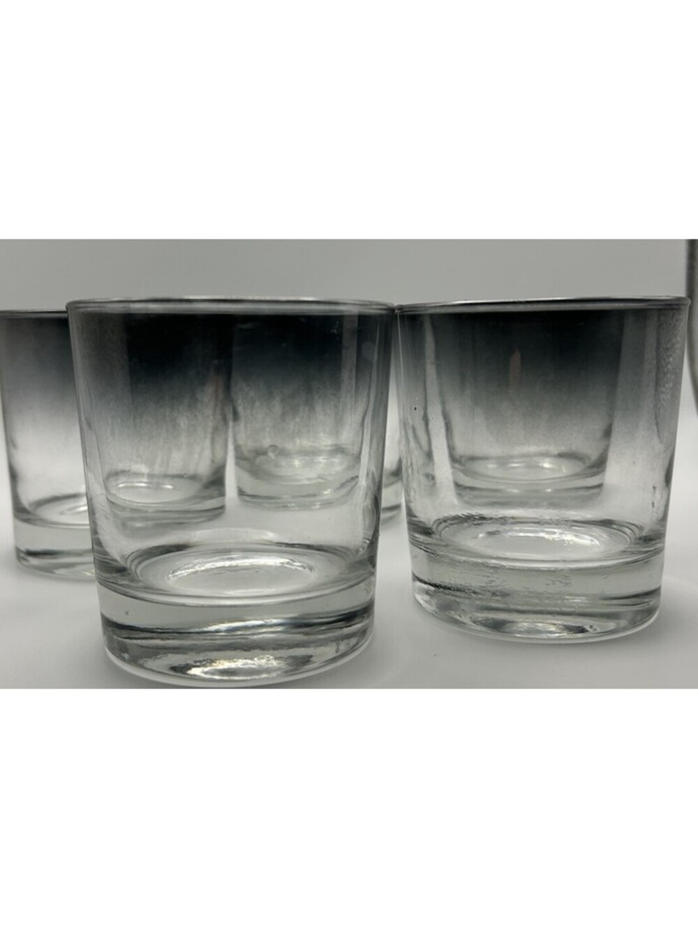 Vintage Ombre Silver Fade Rocks Glasses. Set of Five.